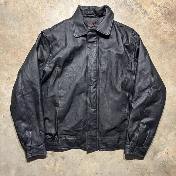 Vintage 2000s Phase Two Black Boxy Leather Jacket - Picture 1 of 3